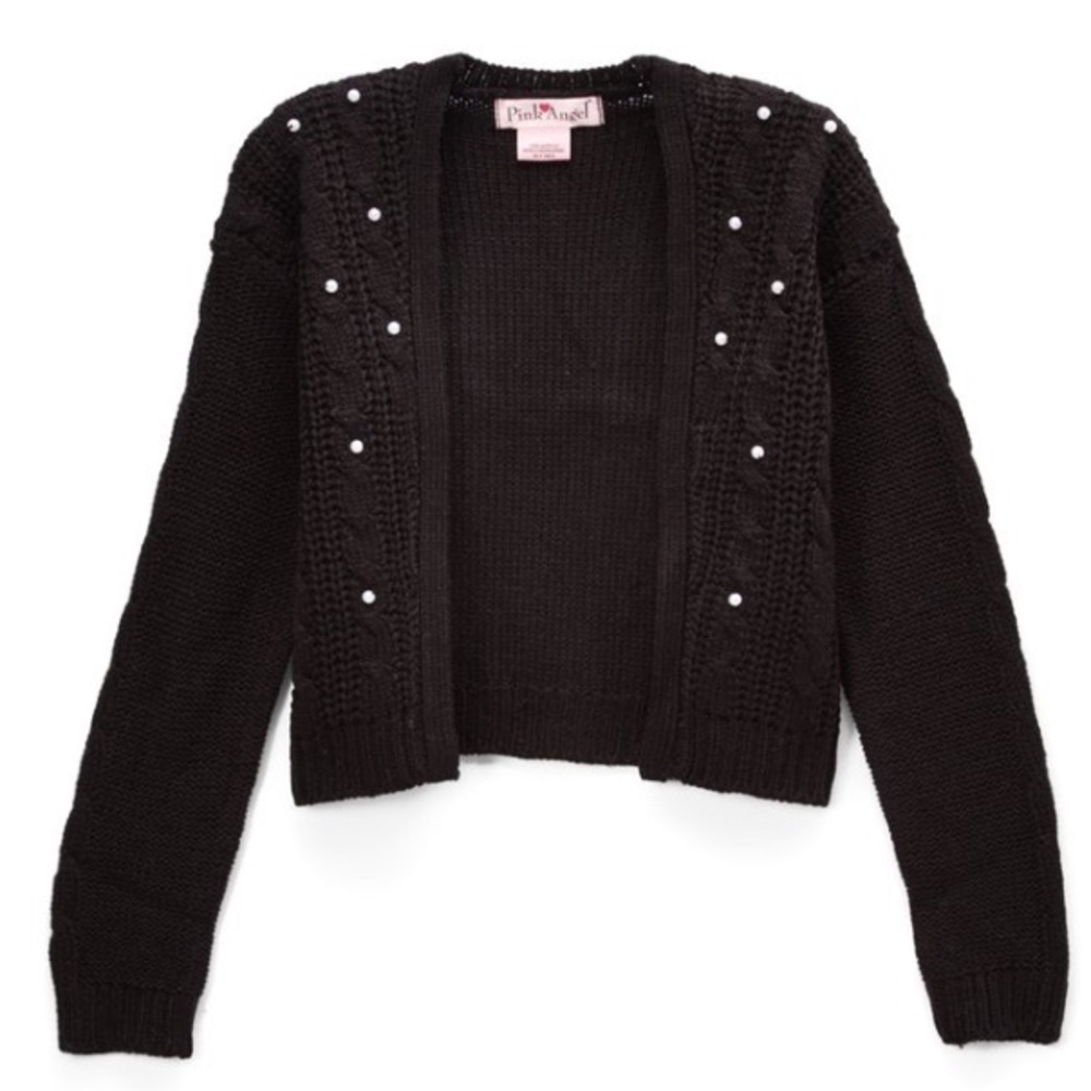 Black Shrug with white (pearl like) bead accents